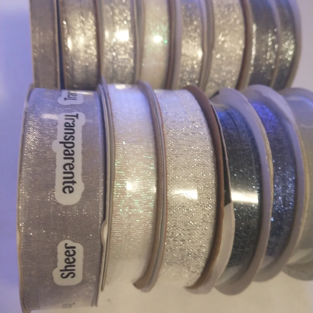 Offray Ribbon‎ Spool Various Metallic Glitter Lot Of 15 Arts Crafts Scrapbooking